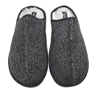 COFACE Men's Lined Comfort Winter Slippers Black and Grey Size 15  NWOB